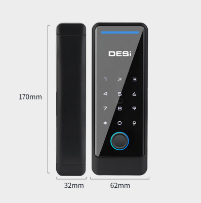 DESi QUiC Q006 Cam Kapılar İçin Akıllı Kilit iOS/Android Uyumlu - Tuş Takımı - Kart Okuyucu - Parmak İzi - 5