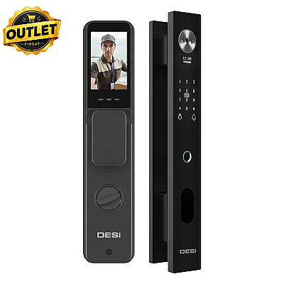 (KÜÇÜK KOZMETİK SORUNLU SIFIR ÜRÜNLER) DESi QUiC Q034+ Akıllı Kilit Sanal Kapı Kolu - Yüz Tanıma - Avuç İçi Damar - Parmak İzi - Tuş Takımı - Kart Okuyucu - Aktif Canlı Görüşme - 1